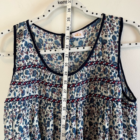 4/$15 Bica Boho Beach Cover-up Blue floral Rayon Women's L - Picture 5 of 12